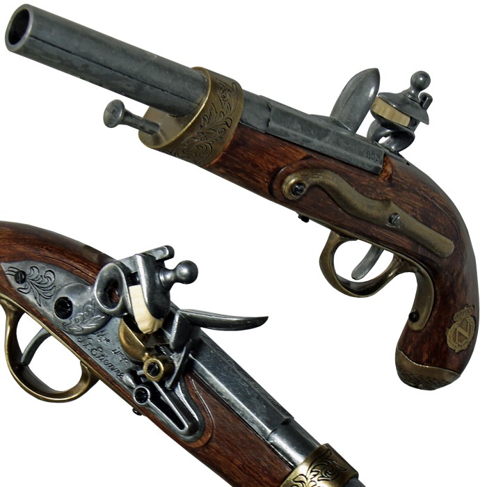 Kolser, Deko Steinschlosspistole, Napoleon, Holzoptik braun